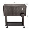 80QT Rattan Square Legs Cooler with Shelf