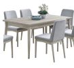 7pc Dining Set Natural Wood Grain Color Dining Table Rectangle Dining Table And Chairs Plush Comfort Fabric Dining Room Furniture