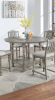 Dining Table 4x High Chairs 5pcs Counter Height Dining Set Light Grey Finish Dining Room Furniture Plush Upholstered Fabric Seat Contemporary Style