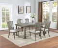 Dining Table 6x Side Chairs 7pcs Dining Set Light Grey Finish Dining Room Furniture Plush Upholstered Fabric Seat Contemporary Style