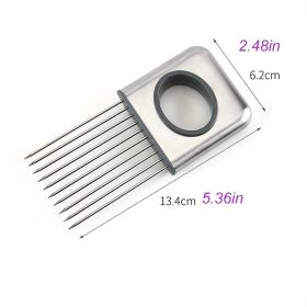 Onion Slicer Holder, Onion Holder For Slicing, 304 Stainless Steel Onion Slicer Cutter, Lemon Holder Slicer, Creative Onion Slicer Holder, Onion Slice (Color: Silver)