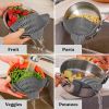 Kitchen Snap N Strain Pot Strainer and Pasta Strainer - Adjustable Silicone Clip On Strainer for Pots, Pans, and Bowls - Gray