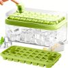 Set Of 1 101oz Ice Cube Trays, 64 Pcs Silicone Ice Cube Tray With Lid And Bin, Ice Cube Molds For Freezer, Easy Release & Save Space, 2 Trays,Scoop Fo